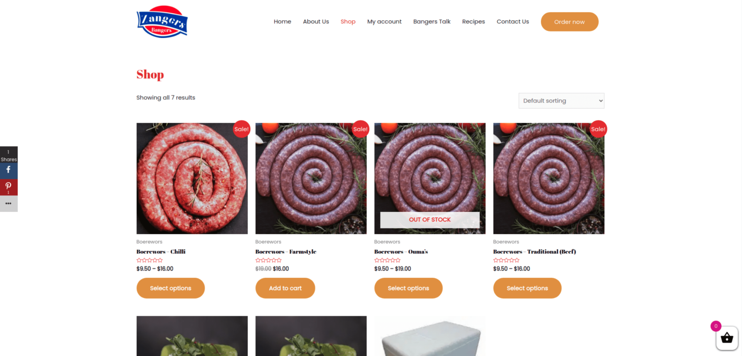 Zangers Bangers Shop Front