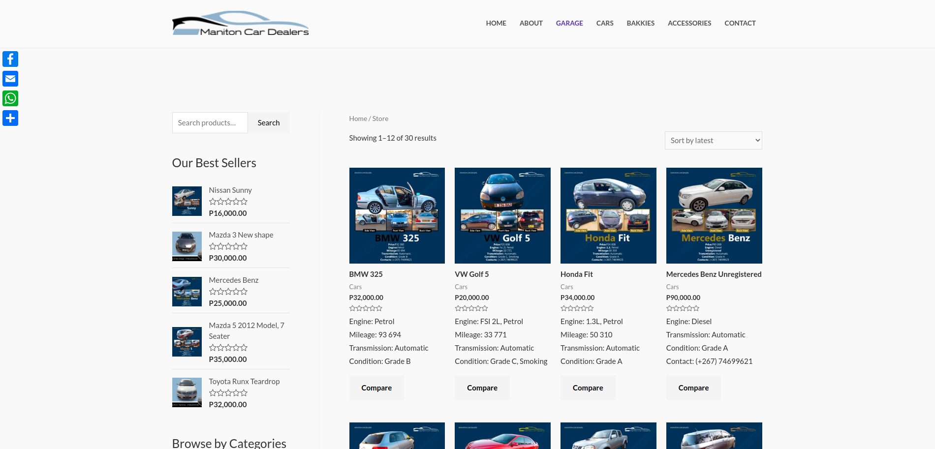 Maniton Car Dealers Garage Page